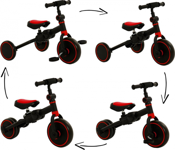 Tricicleta 3 in 1, bicicleta cu si fara pedale si tricicleta, rosu [2]