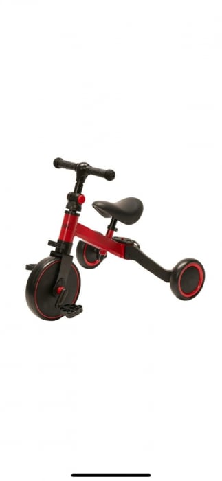 Tricicleta 3 in 1, bicicleta cu si fara pedale si tricicleta, rosu [6]