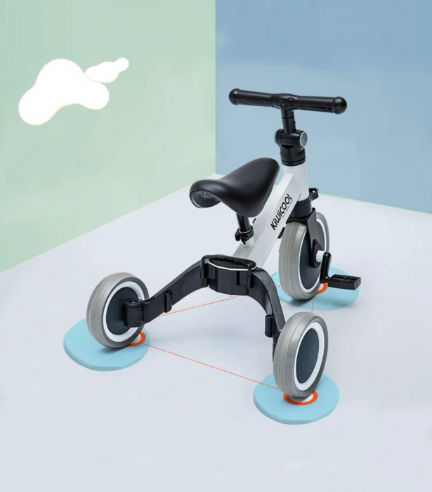 Tricicleta 3 in 1, bicicleta cu si fara pedale si tricicleta, gri [2]
