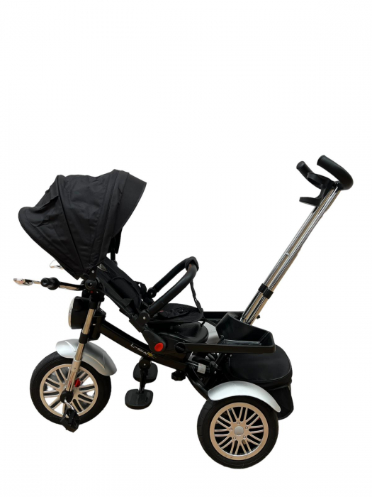 Tricicleta Copii cu Scauna Rotativ Far Sunete si Bara de protectie Detasabila negru [6]