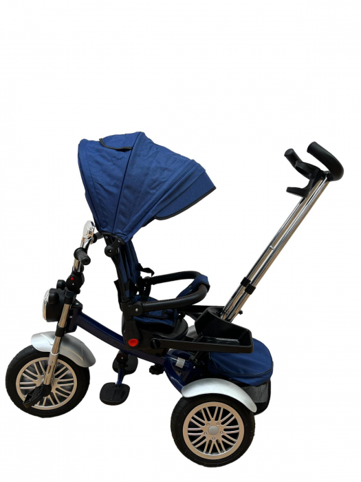 Tricicleta Copii cu Scauna Rotativ Far Sunete si Bara de protectie Detasabila Albastru [5]