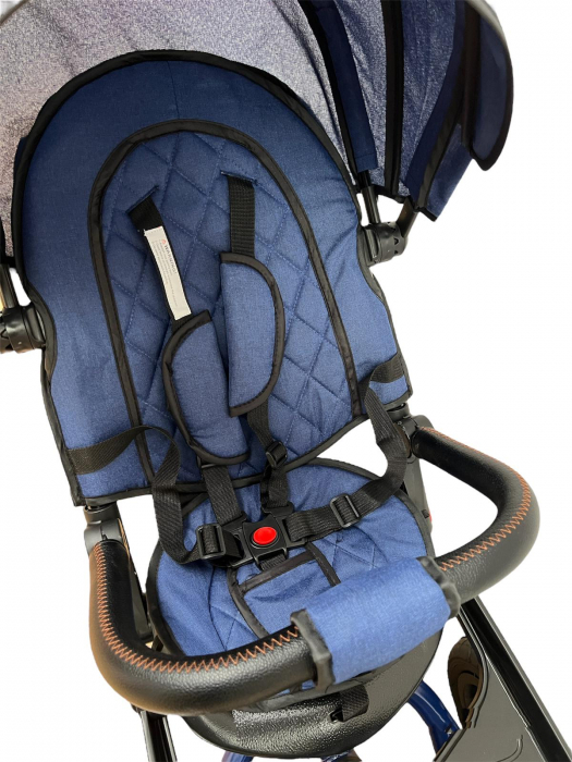 Tricicleta Copii cu Scauna Rotativ Far Sunete si Bara de protectie Detasabila Albastru [8]