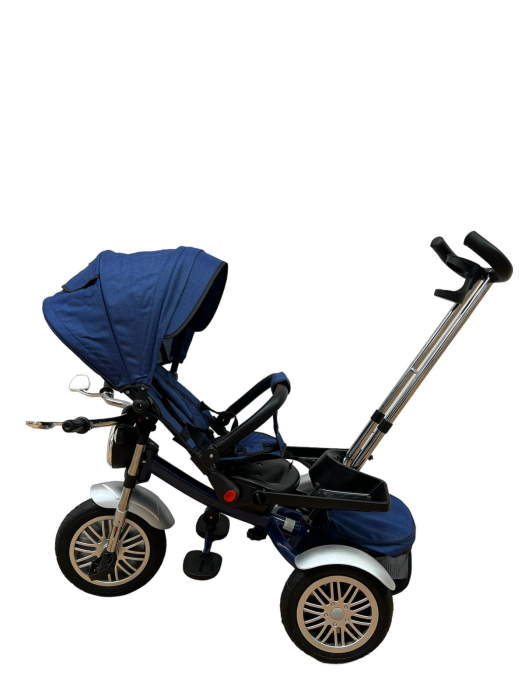Tricicleta Copii cu Scauna Rotativ Far Sunete si Bara de protectie Detasabila Albastru [6]