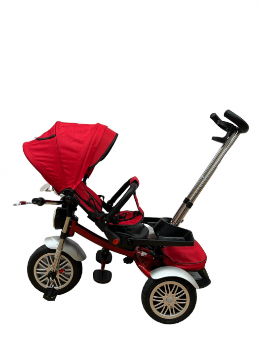 Tricicleta Copii cu Scauna Rotativ Far Sunete si Bara de protectie Detasabila Rosu [11]