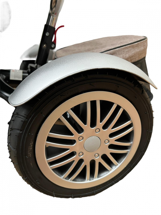 Tricicleta Copii cu Scauna Rotativ Far Sunete si Bara de protectie Detasabila Bej [14]