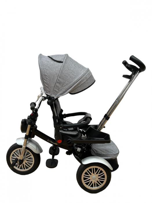 Tricicleta Copii cu Scauna Rotativ Far Sunete si Bara de protectie Detasabila Gri [3]