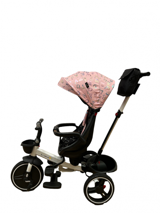 Tricicleta cu Scaun Rotativ Roti din spuma EVA  Copertina Roz [5]