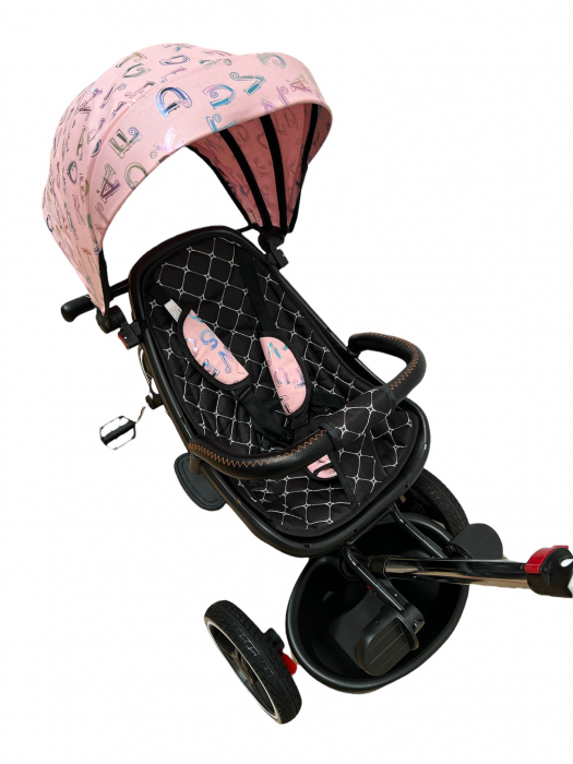 Tricicleta cu Scaun Rotativ Roti din spuma EVA  Copertina Roz [4]