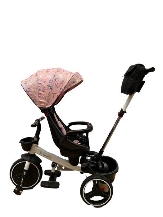 Tricicleta cu Scaun Rotativ Roti din spuma EVA  Copertina Roz [2]