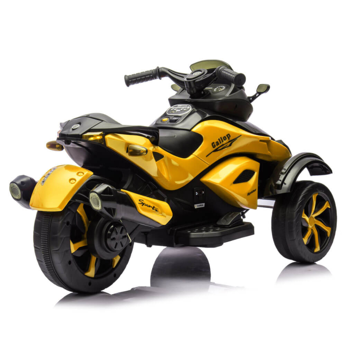 Tricicleta Electrica pentru Copii, 12V, 2 Motoare, MP3 USB, Lumini LED Trike Galben [2]