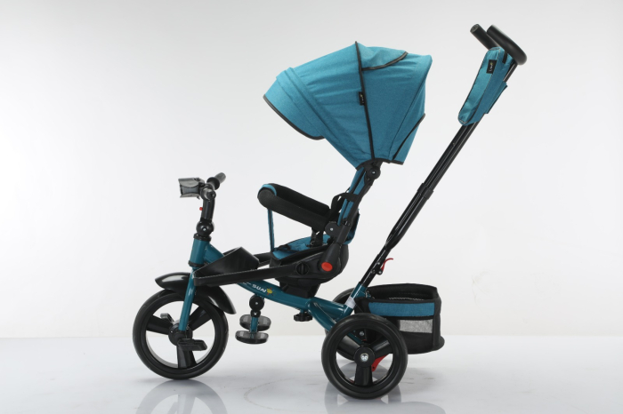 Tricicleta Multifunctionala Turcoaz, Scaun 360°, Roti EVA, 6-48 Luni [3]