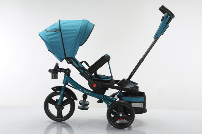 Tricicleta Multifunctionala Turcoaz, Scaun 360°, Roti EVA, 6-48 Luni [5]