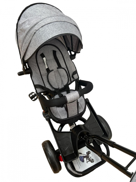 Tricicleta multifunctionala Roti Din Spuma Eva Pliabila Scaun Rotativ Gri [12]