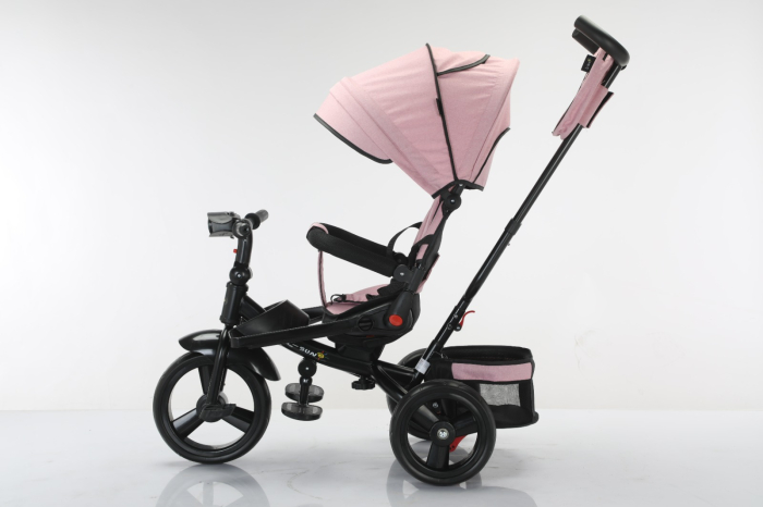 Tricicleta Multifunctionala Roz, Scaun 360°, Roti EVA, 6-48 Luni [5]