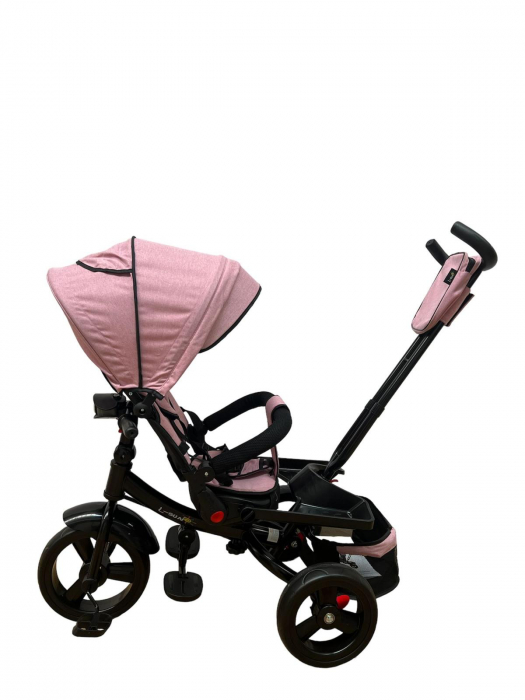 Tricicleta multifunctionala Roti Din Spuma Eva Pliabila Scaun Rotativ Roz [8]