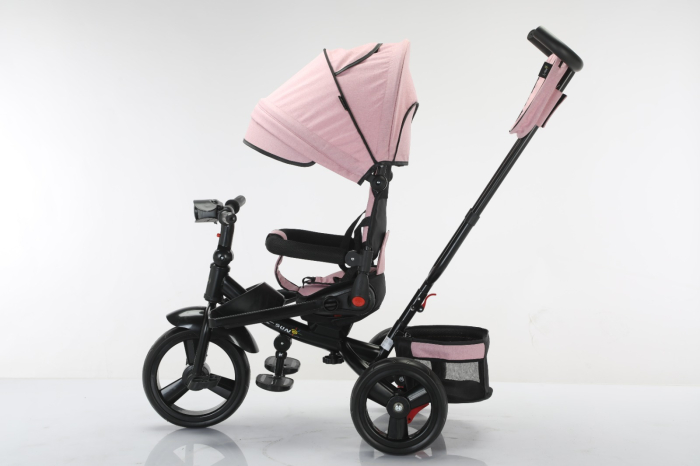 Tricicleta Multifunctionala Roz, Scaun 360°, Roti EVA, 6-48 Luni [4]