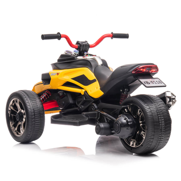 Trike Electric pentru Copii, 12V, 2 Motoare, Roti EVA, MP3 Bluetooth, Suspensii Spate Galben [2]