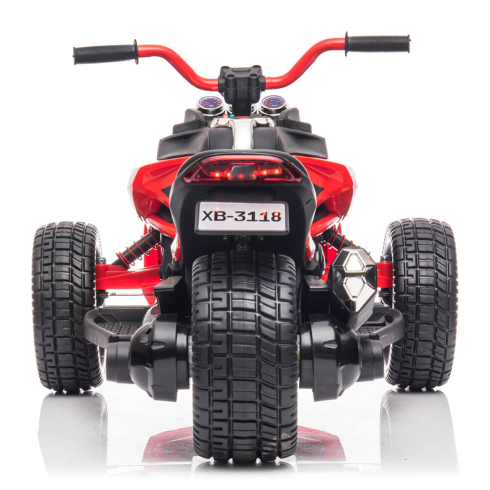 Trike Electric pentru Copii, 12V, 2 Motoare, Roti EVA, MP3 Bluetooth, Suspensii Spate Rosu [3]