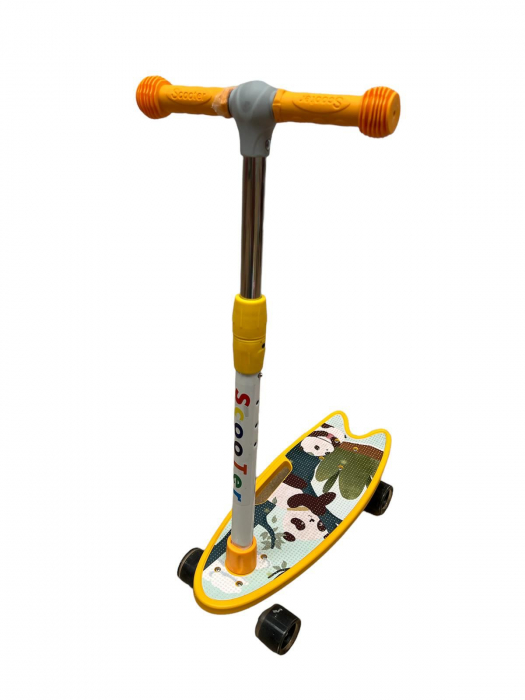 Trotineta 2 in 1, transformabila in skateboard cu lumini, Galben [3]