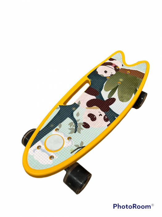 Trotineta 2 in 1, transformabila in skateboard cu lumini, Galben [2]