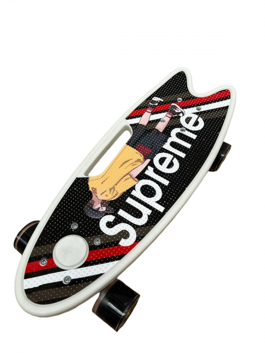 Trotineta 2 in 1, transformabila in skateboard cu lumini, Alb [3]