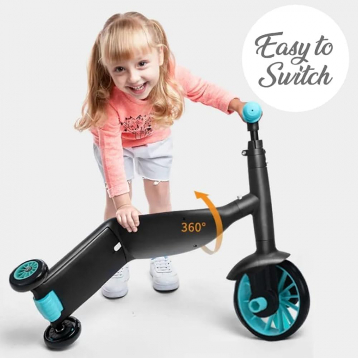 Trotineta 3 in 1 Copii – Bicicleta de Echilibru Pedale Scooter Reglabil Bleu [2]