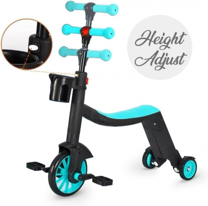 Trotineta 3 in 1 Copii – Bicicleta de Echilibru Pedale Scooter Reglabil Rosu [5]