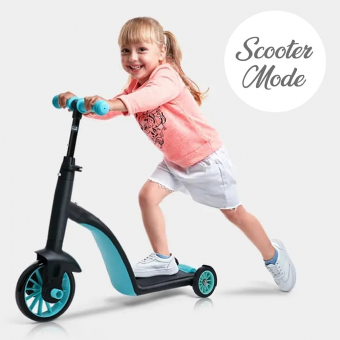 Trotineta 3 in 1 Copii – Bicicleta de Echilibru Pedale Scooter Reglabil Bleu [3]