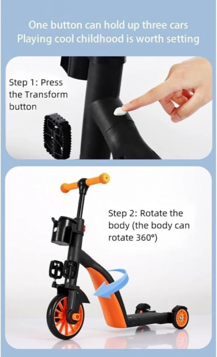 Trotineta 3 in 1 Copii – Bicicleta de Echilibru Pedale Scooter Reglabil Rosu [9]