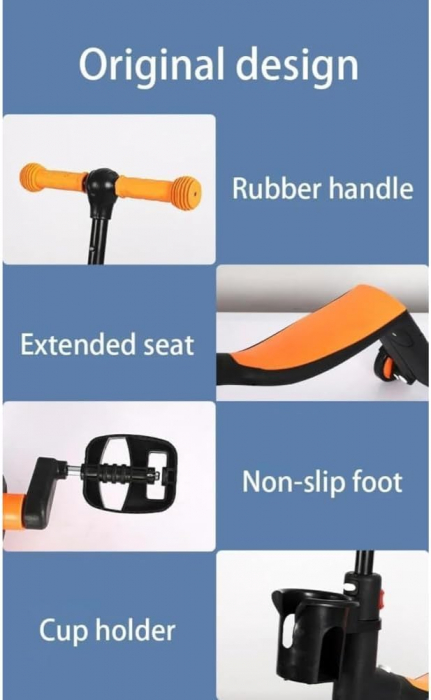 Trotineta 3 in 1 Copii – Bicicleta de Echilibru Pedale Scooter Reglabil Rosu [6]