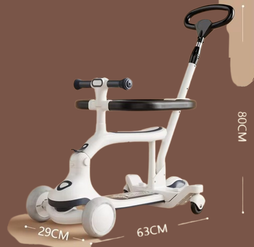 Trotineta 3 in 1 Cu Lumini si maner de impins Verde [3]