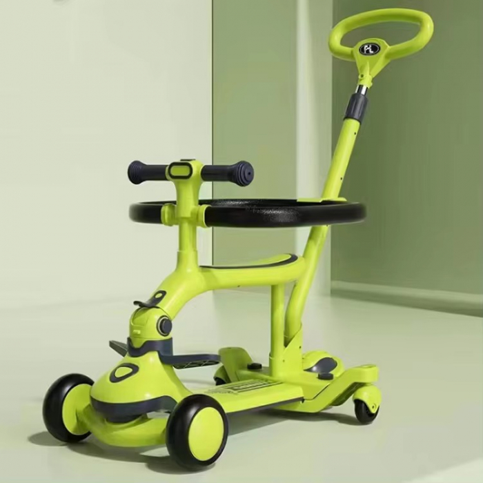 Trotineta 3 in 1 Cu Lumini si maner de impins Verde [2]