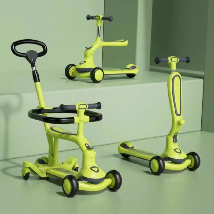 Trotineta 3 in 1 Cu Lumini si maner de impins Verde [1]
