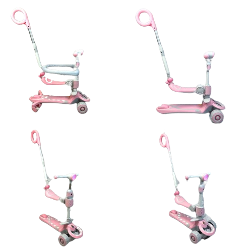 Trotineta Copii 5in1 cu Lumini si sunete Roz cu Maner de impins [4]
