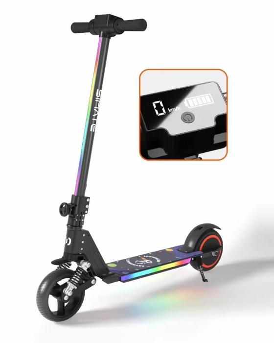 Trotineta Electrica Copii 250W, LED, Frana Display Digital, 16 km/h Negru [3]