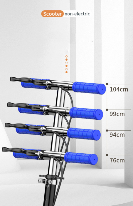 Trotineta Albastru pliabila 2 roti silicon, frana, cric 100kg [5]