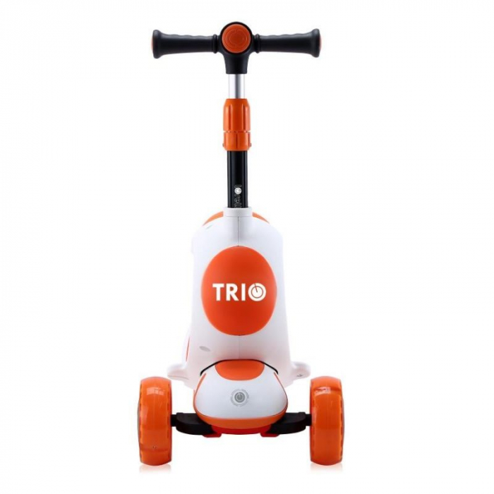 Trotineta pentru copii, Trio, 3 Ani+, roti cu leduri, Alb si Portocaliu [3]