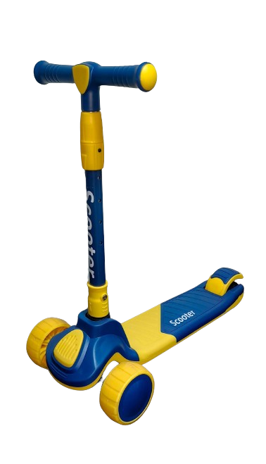 Trotineta Pliabila 3 Roti Scooter cu lumini si sunete Albastru cu Galben [1]