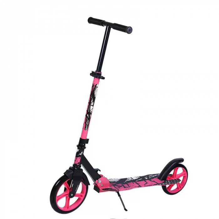 Trotineta Roz cu 2 Roti Mari Cadrul din Otel  Roti 20 cm PU Cric [1]
