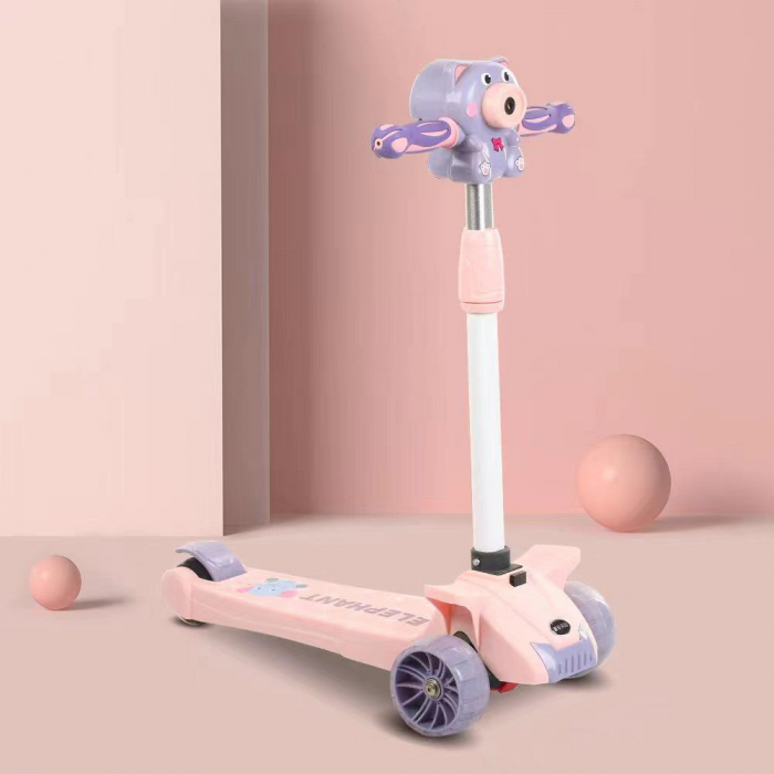 Trotineta Scooter cu Lumina, Muzica si Baloane - Roz cu Mov [1]