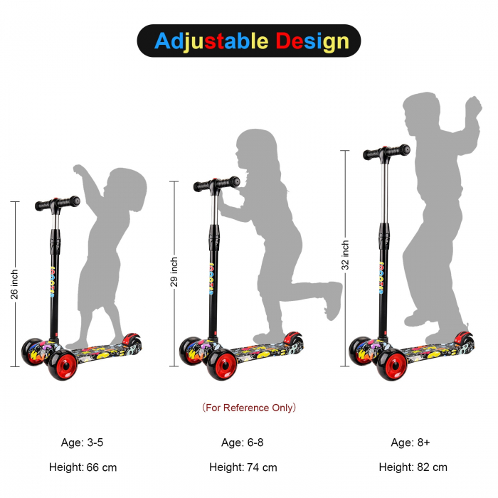 Trotineta Scooter Pliabila 3 Roti cu lumini Grafiti [8]