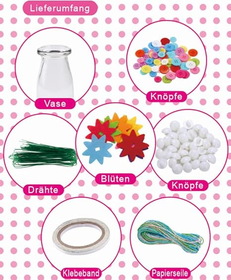 Trusa creativa pentru copii cu nasturi Buchet cu vază de sticlă [3]