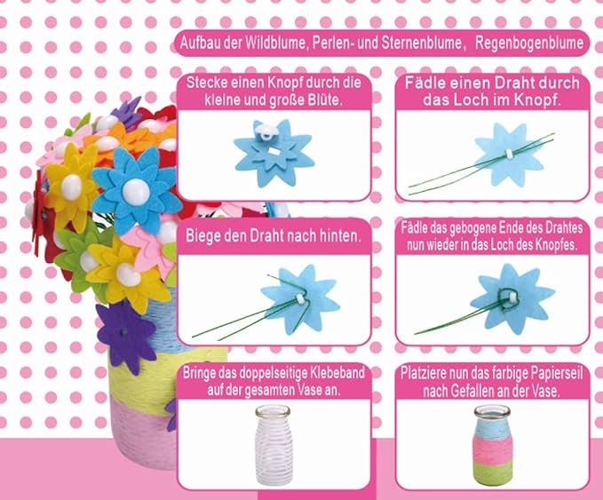 Trusa creativa pentru copii cu nasturi Buchet cu vază de sticlă [2]