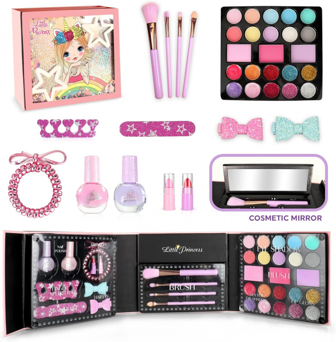 Trusa de Machiaj Lavabila pentru Fete – Set Cosmetice cu Accesorii pentru Micile Printese [1]