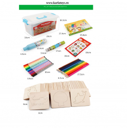 Trusa desen cu Sabloane din lemn si accesorii pentru copii [6]