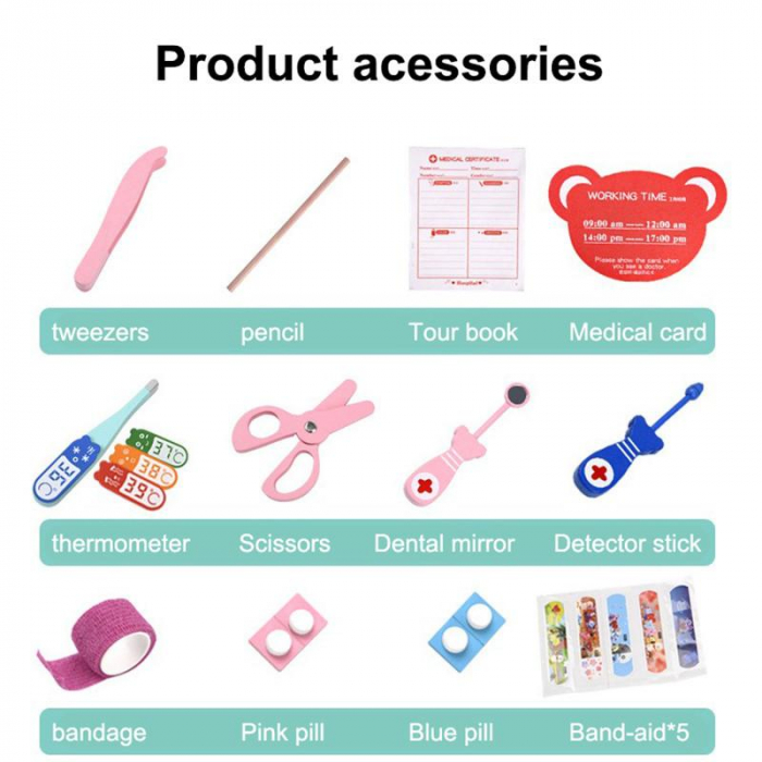 Trusa de Doctor copii cu accesori din lemn [3]