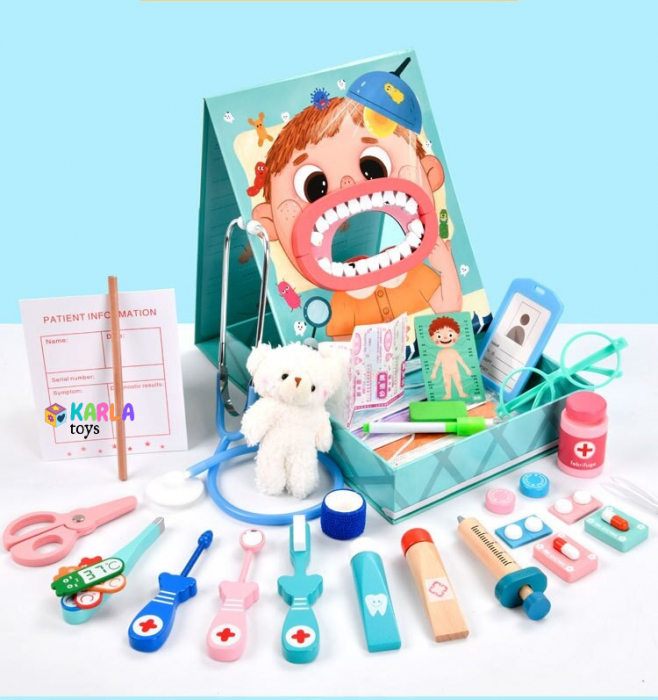 Trusa de Doctor Dentist Pentru copii cu Accesorii din lemn [1]