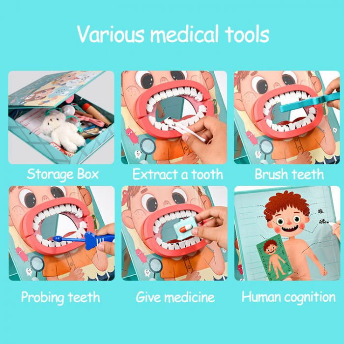 Trusa de Doctor Dentist Pentru copii cu Accesorii din lemn [6]