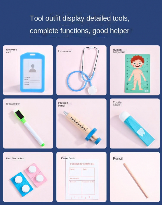 Trusa de Doctor Dentist Pentru copii cu Accesorii din lemn [3]