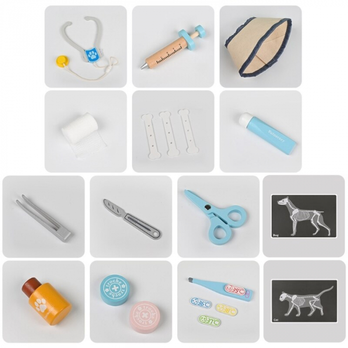 Trusa Doctor Veterinar pentru copii cu accesorii din lemn KIt Pet [8]